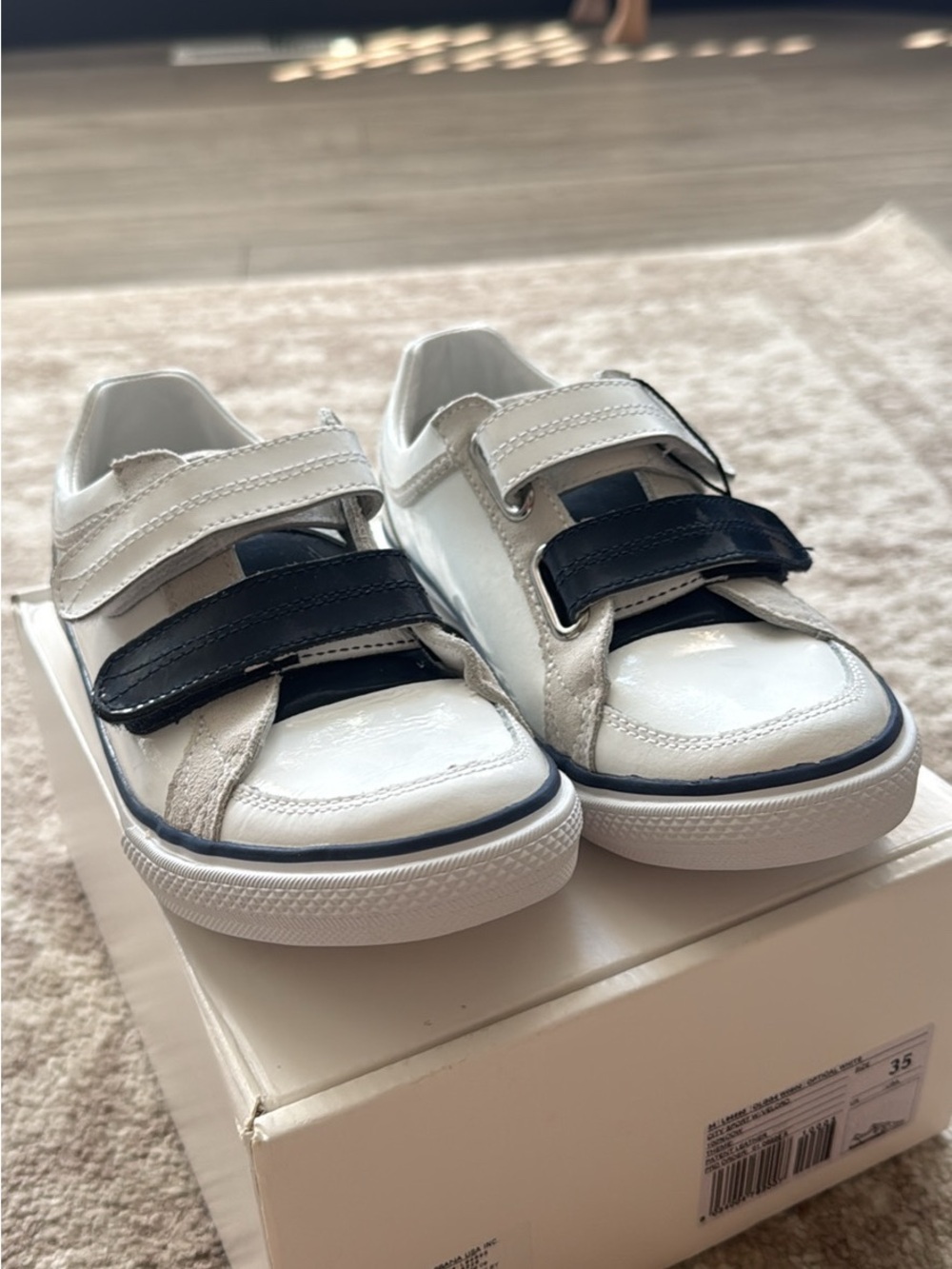 🔥 D&G Junior Leather Velcro Sneakers White Navy EU 35 / US 3.5
